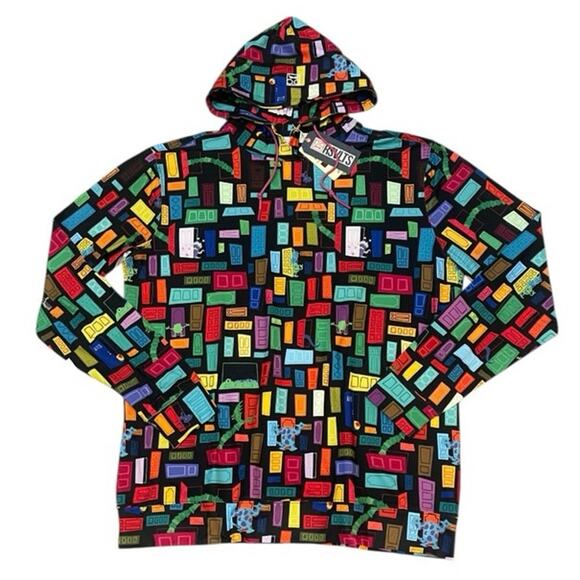 Disney RSVLTS Pixar Monsters Inc Doors Print Performance Hoodie Large Comics NWT - Picture 1 of 9
